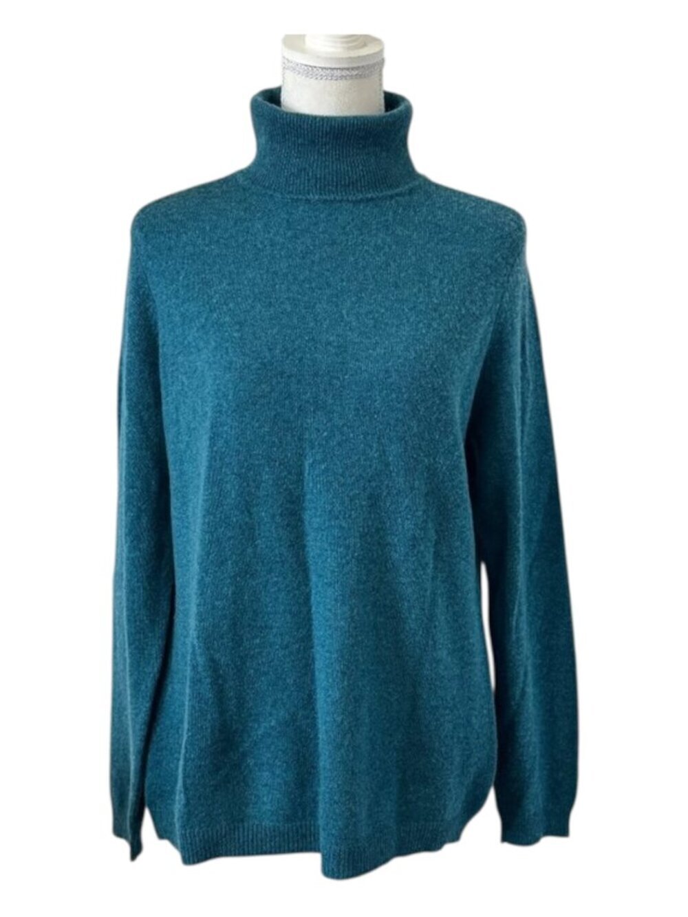 Charter Club Luxury sweater Turtleneck Women's Size Large Blue 100% cashmere - Picture 2 of 13